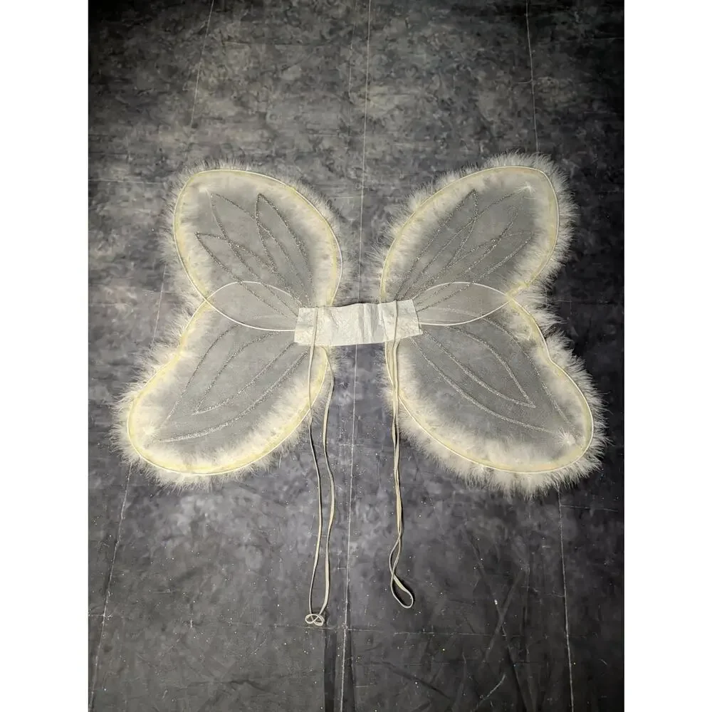 White Faux Fur Angel Wings Halloween Costume Accessory Girls Teens One-size